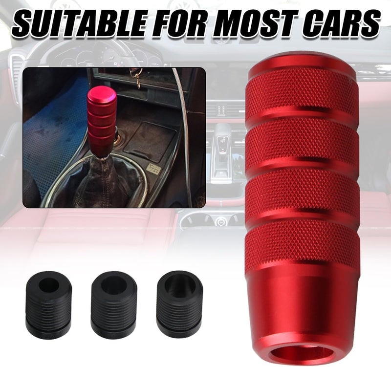 Osilly 95mm/3.74" Car Shifter Knob, Aluminum Weighted Automotive Gear Shift Manual knobs Lever with 3 Threaded Adapters M8 M10 M12 x 1.25, Universal for Manual Transmission Vehicle (Red) - Image 3
